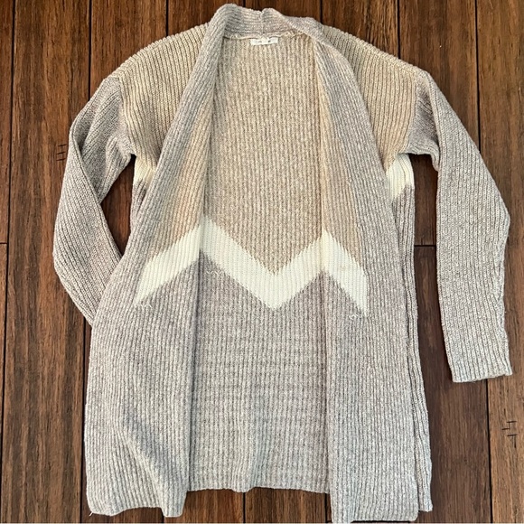 Maurices Open Front Longline Sweater Knit Neutral Small Grey Beige Cardigan - Picture 7 of 12